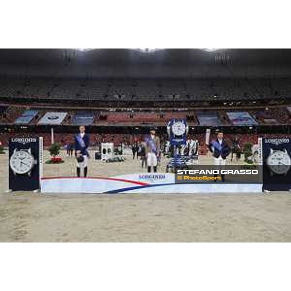 Longines Grand Prix - The Podium of Longines Grand Prix - Penelope Leprevost,Daniel Deusser,Bin Zhang Beijing, Bird\'s Nest 13th October 2019 Ph.Stefano Grasso/LEBM