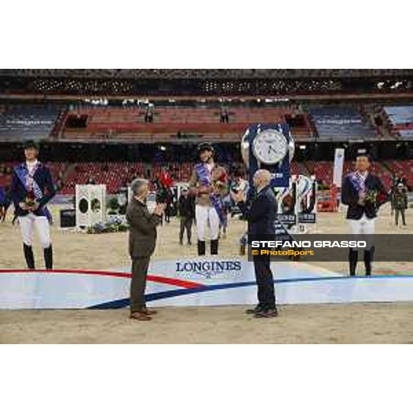 Longines Grand Prix - The Podium of Longines Grand Prix - Penelope Leprevost,Daniel Deusser,Bin Zhang Beijing, Bird\'s Nest 13th October 2019 Ph.Stefano Grasso/LEBM