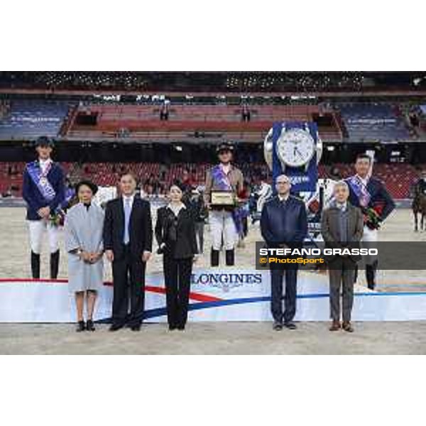 Longines Grand Prix - The Podium of Longines Grand Prix - Penelope Leprevost,Daniel Deusser,Bin Zhang Beijing, Bird\'s Nest 13th October 2019 Ph.Stefano Grasso/LEBM