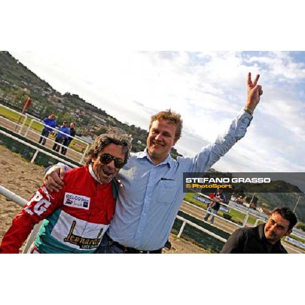 Pietro Gubellini with trainer HArry Rantanen after winning the 60¡ Gran Premio Lotteria - Trofeo Snai Napoli, 3rd may 2009 ph. Stefano Grasso