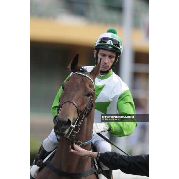 Raffaele Romano on Sharstar parades before winning the 1¡ Grande Steeple-Chase d\' Europa Merano, 21st june 2009 ph. Stefano Grasso
