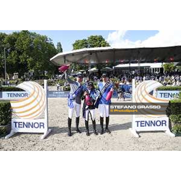 LGCT of Berlin - Grand Prix Prize giving ceremony - Ludger Beerbaum (GER), Danielle G. Waldman (ISR), Christian Ahlmann (GER) - Berlin, Sommergarten - 27 July 2019 - ph.Stefano Grasso/LGCT