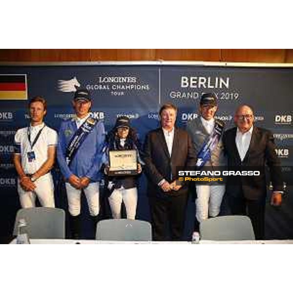 LGCT of Berlin - Grand Prix Press conference - Pieter Devos (BEL) , Christian Ahlmann (GER), Danielle G. Waldman (ISR), Jan Tops, Ludger Beerbaum (GER), Volker WUllf - Berlin, Sommergarten - 27 July 2019 - ph.Stefano Grasso/LGCT