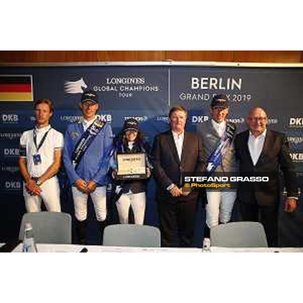 LGCT of Berlin - Grand Prix Press conference - Pieter Devos (BEL) , Christian Ahlmann (GER), Danielle G. Waldman (ISR), Jan Tops, Ludger Beerbaum (GER), Volker WUllf - Berlin, Sommergarten - 27 July 2019 - ph.Stefano Grasso/LGCT