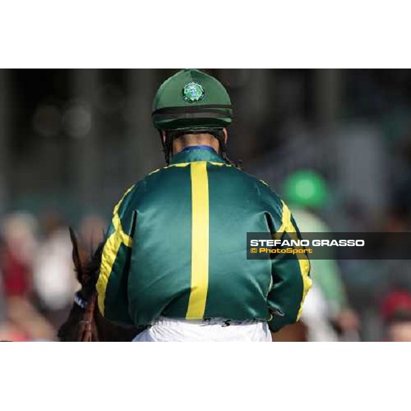 a close up for Dario Vargiu on Papetti entering the winner circle after winning the Premio di Lombardia Milano, 20th june 2009 ph. Stefano Grasso