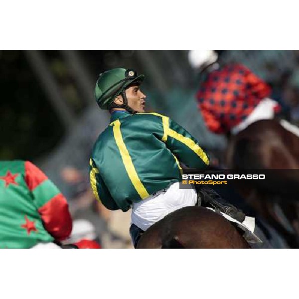 a close up for Dario Vargiu on Papetti entering the winner circle after winning the Premio di Lombardia Milano, 20th june 2009 ph. Stefano Grasso
