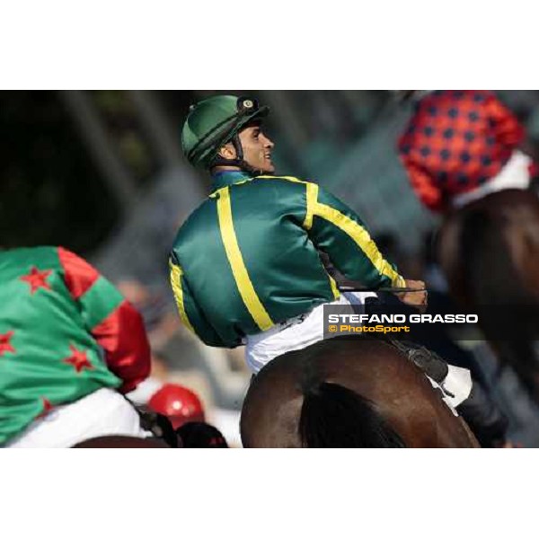 a close up for Dario Vargiu on Papetti entering the winner circle after winning the Premio di Lombardia Milano, 20th june 2009 ph. Stefano Grasso