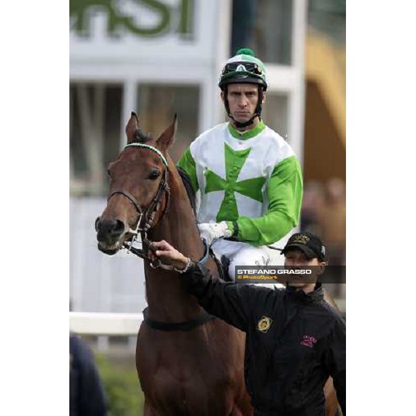 Raffaele Ronmano parades on Sharstar before winning the 1¡ Grande Steeple-Chase d\' Europa Merano, 21st june 2009 ph. Stefano Grasso