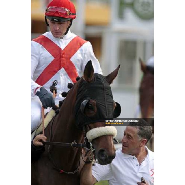 J.Kousek parades on Asselin before the start of the 1¡ Grande Steeple-Chase d\' Europa Merano, 21st june 2009 ph. Stefano Grasso