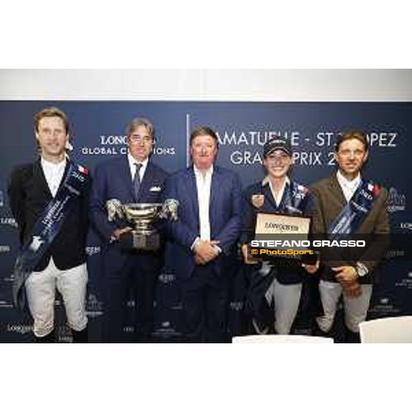 LGCT of St Tropez - Grand Prix Press conference - Pieter Devos (BEL) , Denis Monticolo, Jan Tops, Jessica Springsteen (USA), Simon Delestre (FRA) - St Tropez, Ramatuelle Beach - 14 September 2019 - ph.Stefano Grasso/LGCT
