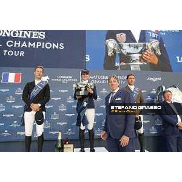 LGCT of St Tropez - Grand Prix Prize giving ceremony - The podium: 1st Jessica Springsteen (USA), 2nd Pieter Devos (BEL) , 3rd Simon Delestre (FRA) - St Tropez, Ramatuelle Beach - 14 September 2019 - ph.Stefano Grasso/LGCT