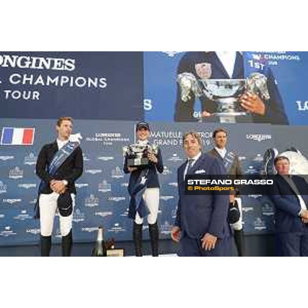 LGCT of St Tropez - Grand Prix Prize giving ceremony - The podium: 1st Jessica Springsteen (USA), 2nd Pieter Devos (BEL) , 3rd Simon Delestre (FRA) - St Tropez, Ramatuelle Beach - 14 September 2019 - ph.Stefano Grasso/LGCT