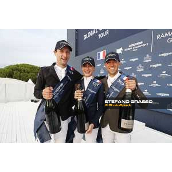LGCT of St Tropez - Grand Prix Prize giving ceremony - Pieter Devos (BEL), Jessica Springsteen (USA), Simon Delestre (FRA) - St Tropez, Ramatuelle Beach - 14 September 2019 - ph.Stefano Grasso/LGCT