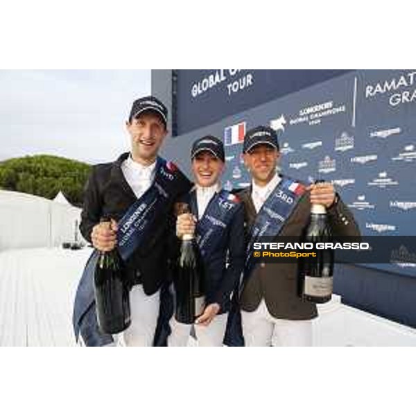 LGCT of St Tropez - Grand Prix Prize giving ceremony - Pieter Devos (BEL), Jessica Springsteen (USA), Simon Delestre (FRA) - St Tropez, Ramatuelle Beach - 14 September 2019 - ph.Stefano Grasso/LGCT