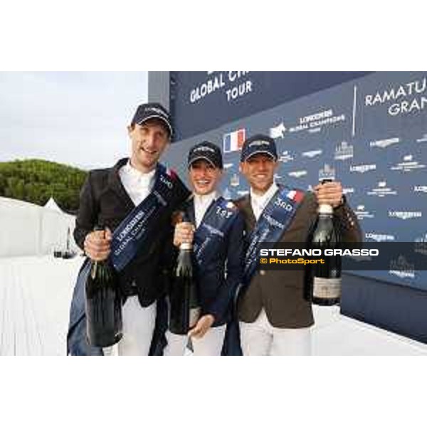 LGCT of St Tropez - Grand Prix Prize giving ceremony - Pieter Devos (BEL), Jessica Springsteen (USA), Simon Delestre (FRA) - St Tropez, Ramatuelle Beach - 14 September 2019 - ph.Stefano Grasso/LGCT