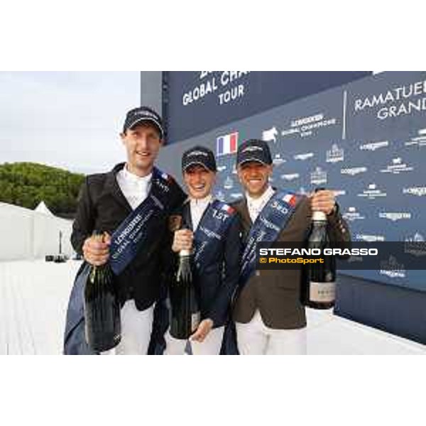 LGCT of St Tropez - Grand Prix Prize giving ceremony - Pieter Devos (BEL), Jessica Springsteen (USA), Simon Delestre (FRA) - St Tropez, Ramatuelle Beach - 14 September 2019 - ph.Stefano Grasso/LGCT