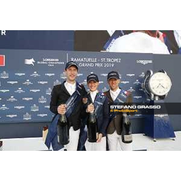 LGCT of St Tropez - Grand Prix Prize giving ceremony - Pieter Devos (BEL), Jessica Springsteen (USA), Simon Delestre (FRA) - St Tropez, Ramatuelle Beach - 14 September 2019 - ph.Stefano Grasso/LGCT