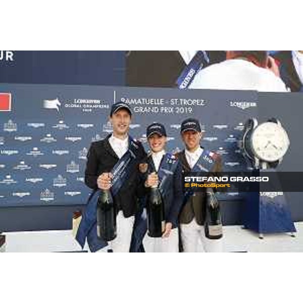LGCT of St Tropez - Grand Prix Prize giving ceremony - Pieter Devos (BEL), Jessica Springsteen (USA), Simon Delestre (FRA) - St Tropez, Ramatuelle Beach - 14 September 2019 - ph.Stefano Grasso/LGCT
