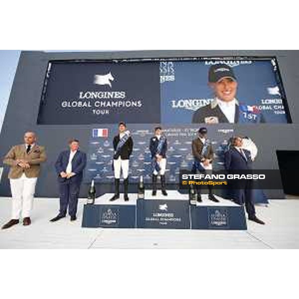 LGCT of St Tropez - Grand Prix Prize giving ceremony - The podium: 1st Jessica Springsteen (USA), 2nd Pieter Devos (BEL) , 3rd Simon Delestre (FRA) - St Tropez, Ramatuelle Beach - 14 September 2019 - ph.Stefano Grasso/LGCT