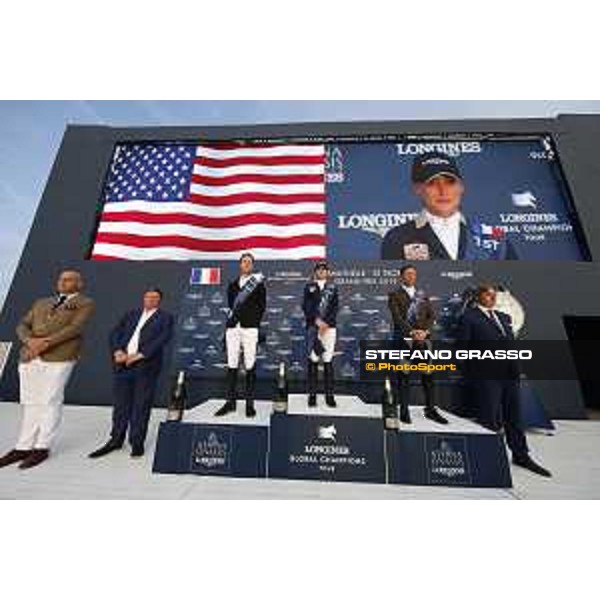 LGCT of St Tropez - Grand Prix Prize giving ceremony - The podium: 1st Jessica Springsteen (USA), 2nd Pieter Devos (BEL) , 3rd Simon Delestre (FRA) - St Tropez, Ramatuelle Beach - 14 September 2019 - ph.Stefano Grasso/LGCT