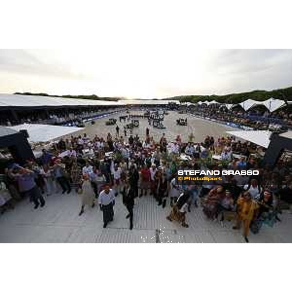 LGCT of St Tropez - Grand Prix Prize giving ceremony - The podium: 1st Jessica Springsteen (USA), 2nd Pieter Devos (BEL) , 3rd Simon Delestre (FRA) - St Tropez, Ramatuelle Beach - 14 September 2019 - ph.Stefano Grasso/LGCT