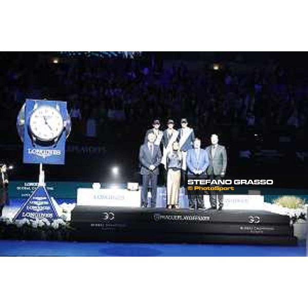 LGCT of Prague - LGCT Super Grand Prix Prize giving ceremony - Podium, Ben Maher (GBR), Darragh Kenny (IRL), Martin Fuchs (SUI) - Prague, O2 Arena - 24 November 2019 - ph.Stefano Grasso/LGCT