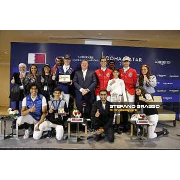 LGCT of Doha - LGCT Grand Prix - press conference - Daniel Deusser - Jan Tops - Olivier and Nicola Philippaerts with Kuwait fans 7 March 2020 - ph.Stefano Grasso/LGCT