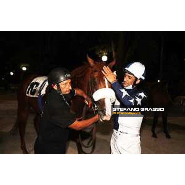 Fabio Branca and The Conqueror after winning the Premio Città di Napoli - Listed race- Napoli Agnano,25th July 2020 Ph.Stefano Grasso/Ippodromi Partenopei srl