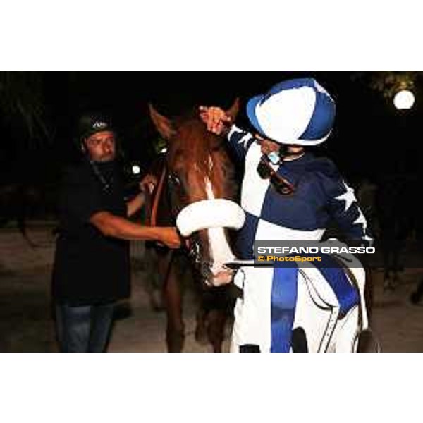 Fabio Branca and The Conqueror after winning the Premio Città di Napoli - Listed race- Napoli Agnano,25th July 2020 Ph.Stefano Grasso/Ippodromi Partenopei srl