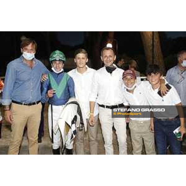 Prize giving for Francesco Dettori and his team winners of the Premio Soragna Napoli Agnano,25th July 2020 Ph.Stefano Grasso/Ippodromi Partenopei srl