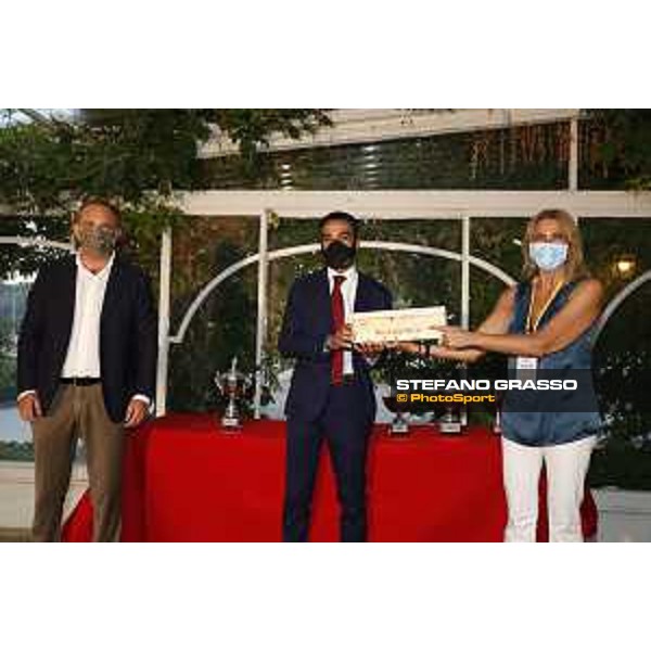 Prize giving Premio S.G.A. - Asta Selezionata - Luca Giovanale and Lorena Sivo with Stefano Luciani - Napoli Agnano,25th July 2020 Ph.Stefano Grasso/Ippodromi Partenopei srl