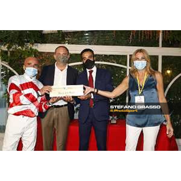 Prize giving Premio S.G.A. - Asta Selezionata - Dario Vargiu - Stefano Luciani - Luca Giovanale and Lorena Sivo Napoli Agnano,25th July 2020 Ph.Stefano Grasso/Ippodromi Partenopei srl