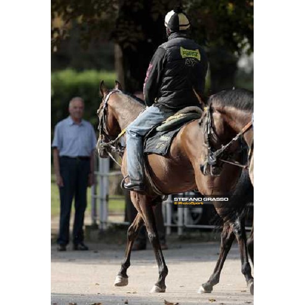 Raffaele Romano returns back to the stable on Sharstar after morning works Merano Maia, 24th sept. 2009 ph. Stefano Grasso