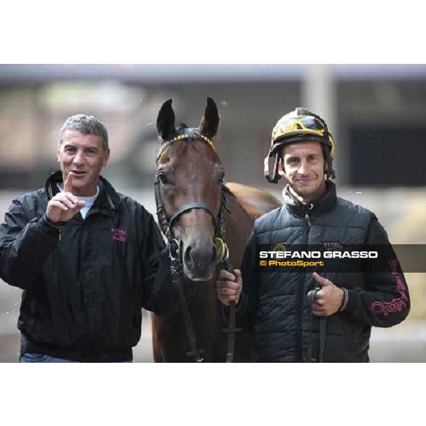 Paolo Favero, Sharstar and Raffaele Romano pose for the photographer after morning works at Borgo Andreina Merano Maia, 24th sept. 2009 ph. Stefano Grasso
