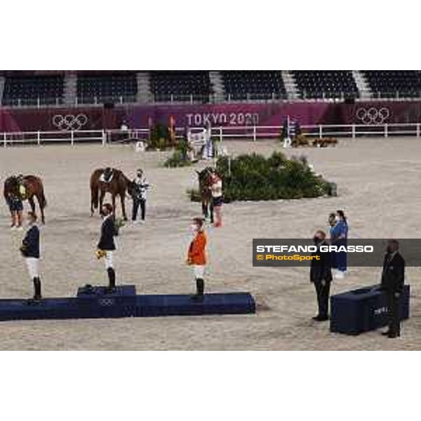 Tokyo 2020 Olympic Games - Show Jumping Individual Final - The Podium - Ben Maher, Peder Fredricson, Maikel van Der Vleuten Tokyo, Equestrian Park - 04 August 2021 Ph. Stefano Grasso