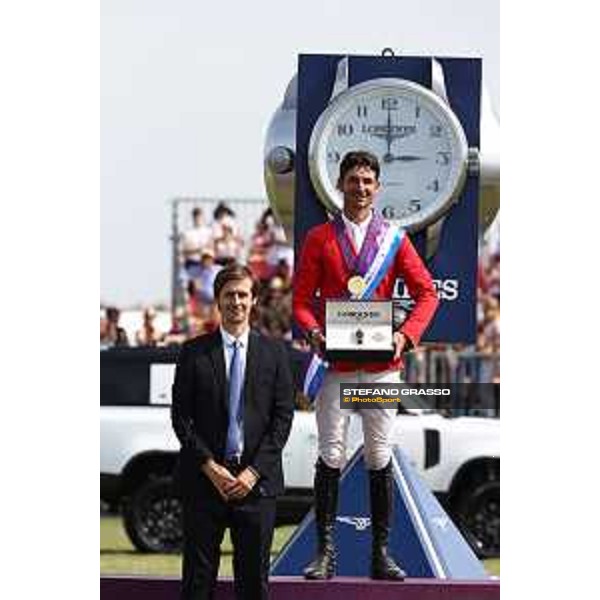 FEI Jumping European Championship Milano 2023 - Milano, San Siro galopp racecourse - 3 September 2023 - ph.Stefano Grasso Guerdat Steve from SUI riding Dynamix de Belheme is FEI Jumping European Champion and Matteo Sovera - Longines Brand Manager