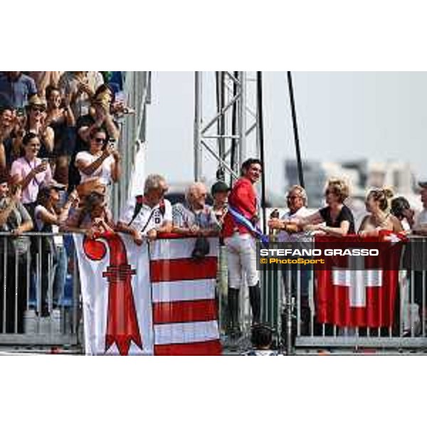 FEI Jumping European Championship Milano 2023 - Milano, San Siro galopp racecourse - 3 September 2023 - ph.Stefano Grasso Steve Guerdat celebrates with his family the victory