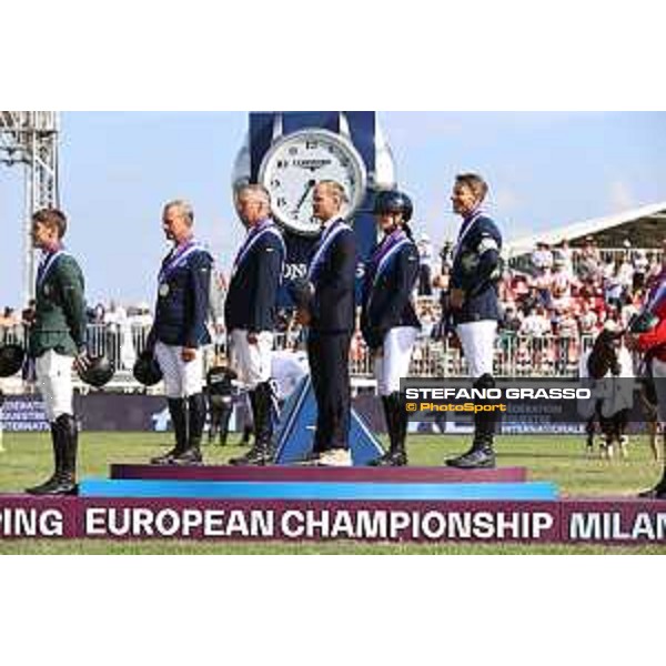 FEI Jumping European Championship - Milano, Milano San Siro racecourse - 1 September 2023 - ph.Stefano Grasso Prize giving ceremony Final Team 1st Team Sweden, 2nd Team Ireland, 3rd Team Austria