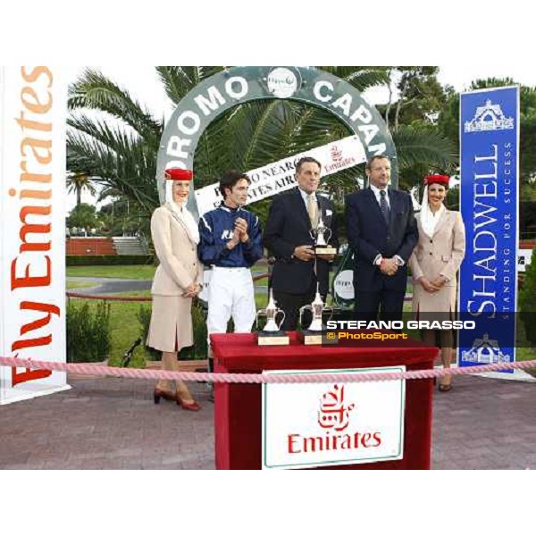prize giving ceremony of Premio Nearco Emirates Airline won by Claudio Colombi on Sottone Rome Capanannelle, 25th oct. 2009 Ph.Stefano Grasso