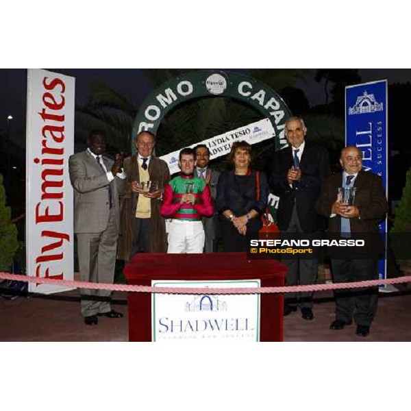 the prize giving ceremony of Premio Ubaldo Pandolfi Nayef won by Mirco Demuro on Charming Woman Rome Capanannelle, 25th oct. 2009 Ph.Stefano Grasso