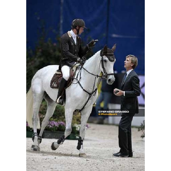 Kevin Staut on Silvana speaking with Conrad Homnfeld during the Jumping Verona - Rolex Fei World Cup tm 2009 Verona, 8th nov. 2009 ph.Fieracavalli/Stefano Grasso