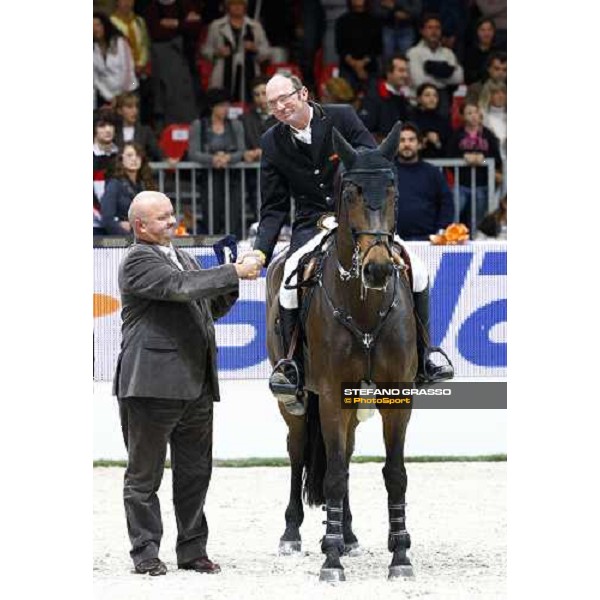 prize giving ceremony for Gilbert Bockmann on No Father\'s Girl, 2nd in the Jumping Verona - Rolex Fei World Cup tm 2009 Verona, 8th nov. 2009 ph.Fieracavalli/Stefano Grasso