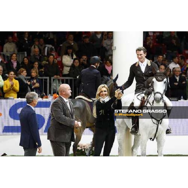 prize giving ceremony for Kevin Staut on Silvana, 3rd in the Jumping Verona - Rolex Fei World Cup tm 2009 Verona, 8th nov. 2009 ph.Fieracavalli/Stefano Grasso