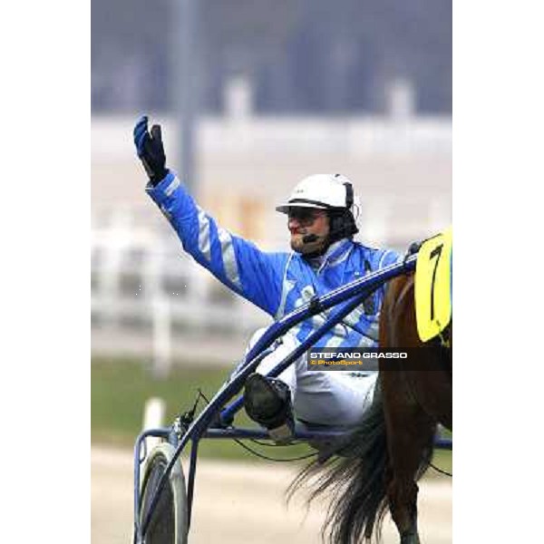 Andrea Baccan nickname Pucci, parades after winning the demo race at San Siro Milan San Siro, 15th nov. 2009 ph. Stefano Grasso