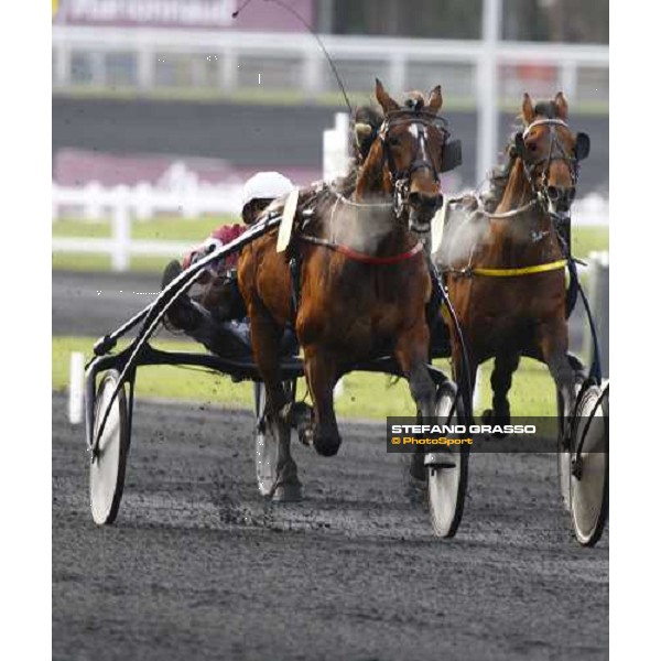 Jean Michel Bazire with Ismos Fp goes to win the Prix du Luxembourg Paris Vincennes, 30th january 2010 ph. Stefano Grasso