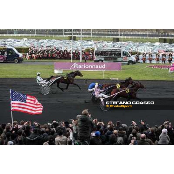 Sebastien Ernault with Oyonnax wins the Prix d\' Amerique Marionnaud beatin Quaker Jet and Meaulnes du Corta Paris Vincennes, 31st january 2010 ph.Stefano Grasso