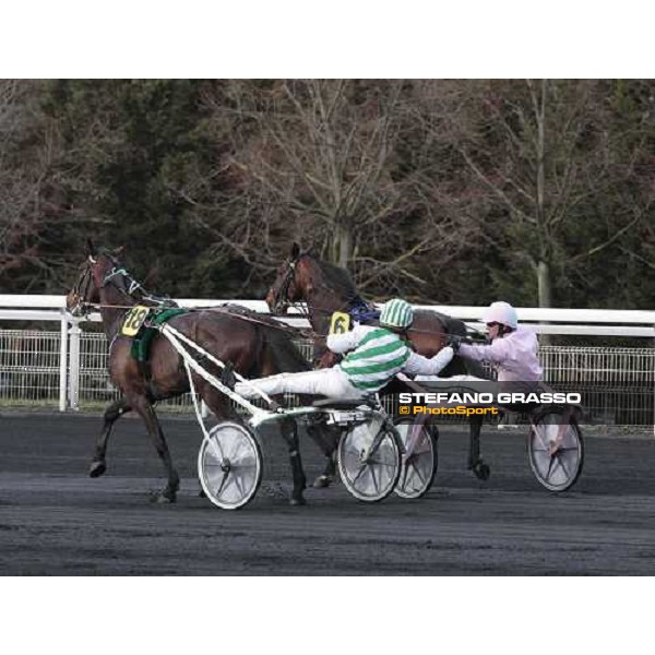 Sebastien Ernault with Oyonnax wins the Prix d\' Amerique Marionnaud beating Quaker Jet and Meaulnes du Corta Paris Vincennes, 31st january 2010 ph.Stefano Grasso