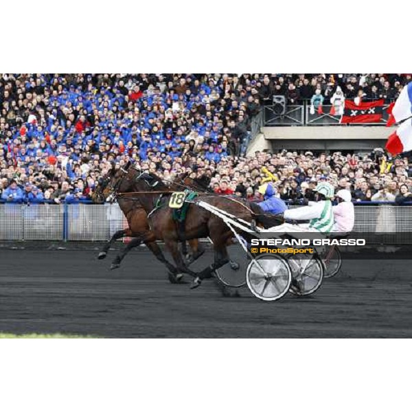 Sebastien Ernault with Oyonnax wins the Prix d\' Amerique Marionnaud beating Quaker Jet and Meaulnes du Corta Paris Vincennes, 31st january 2010 ph.Stefano Grasso