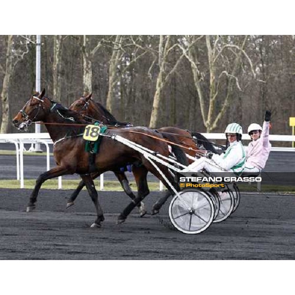 Sebastien Ernault with Oyonnax wins the Prix d\' Amerique Marionnaud beating Quaker Jet and Meaulnes du Corta Paris Vincennes, 31st january 2010 ph.Stefano Grasso