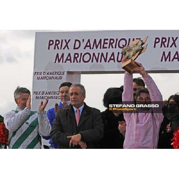 Sebastien Ernault with Oyonnax wins the Prix d\' Amerique Marionnaud beating Quaker Jet and Meaulnes du Corta Paris Vincennes, 31st january 2010 ph.Stefano Grasso
